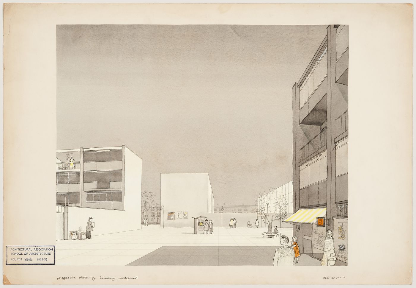 Perspective sketch for Barnsbury Development, London, England