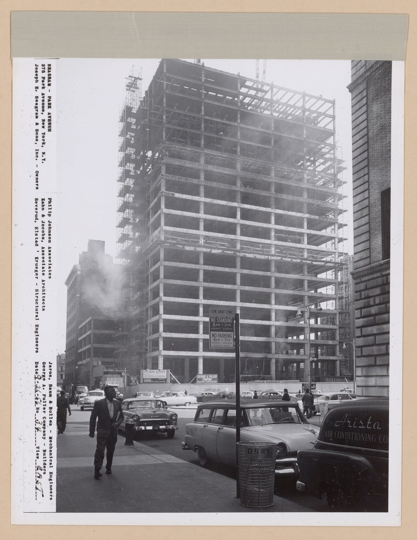 Seagram building under construction, 375 Park avenue, New York, N.Y., east view