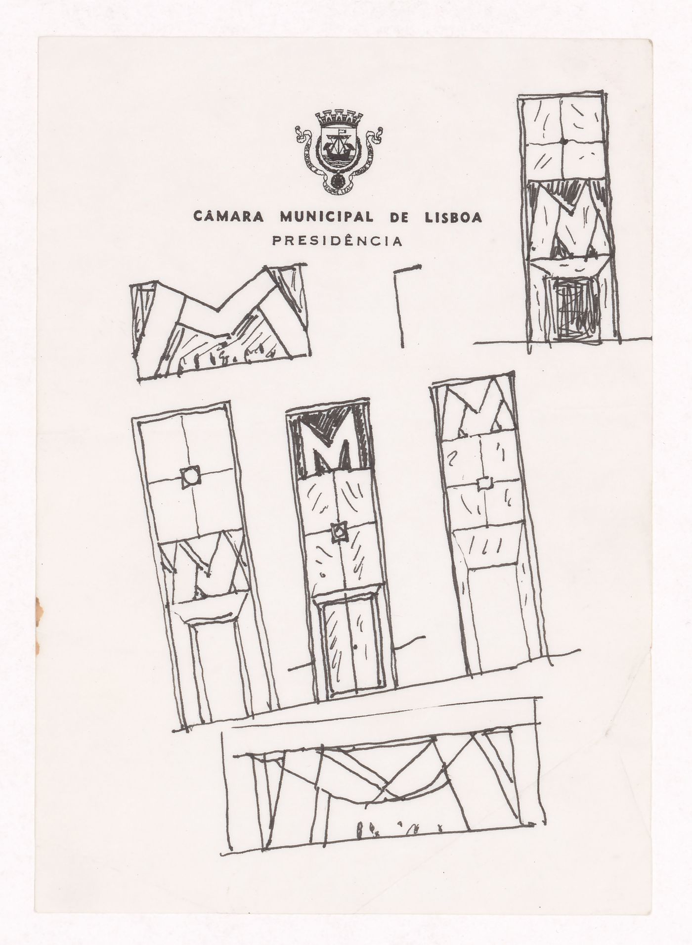 Sketch elevations for Reconstrução do Chiado, Lisbon, Portugal