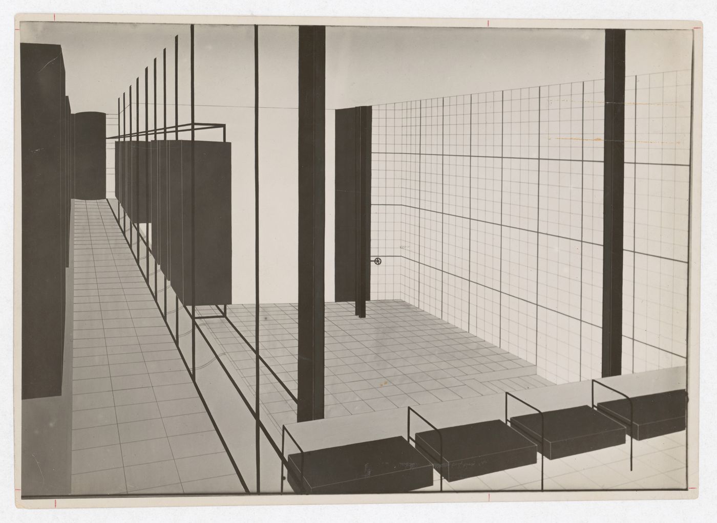 View of drawing of Maison de Verre, Paris, France