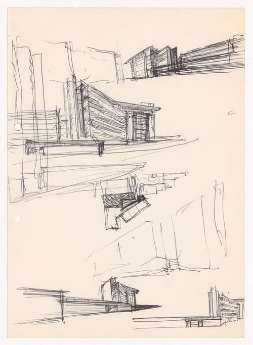 Sketch perspectives for Habitações Colectivas da Sacor, Matosinhos, Portugal