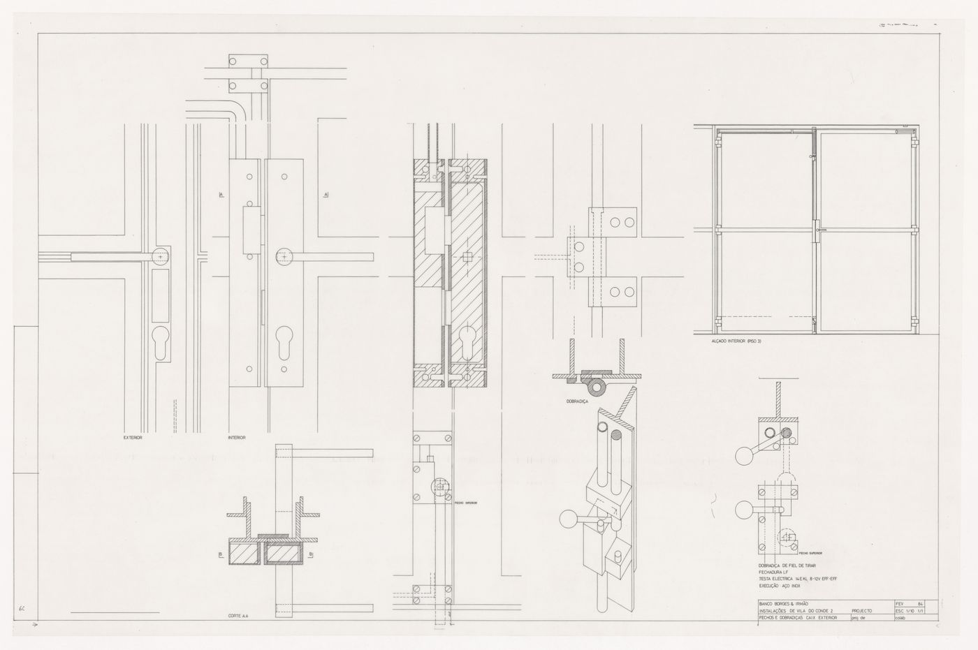 Details of locks and hinges for Banco Borges & Irmão II [Borges & Irmão bank II], Vila do Conde, Portugal