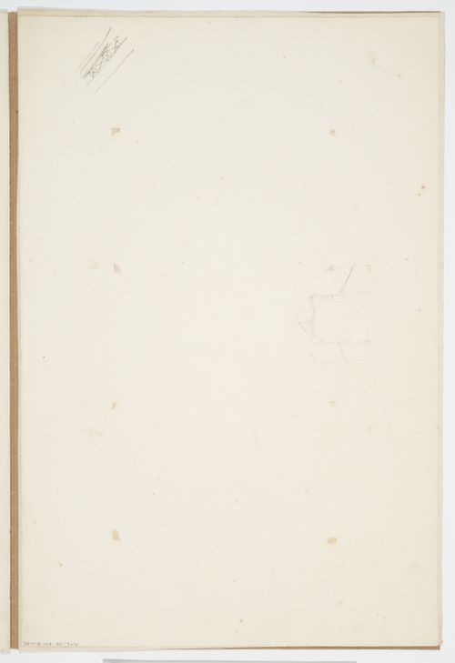 Notes, mostly illegible; verso: Sketch section of an unidentifed building