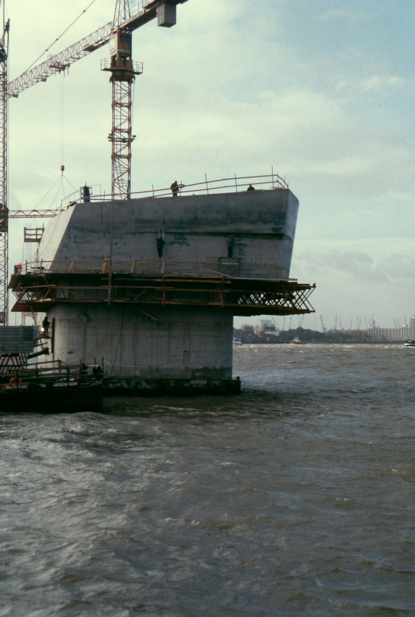 View of the fifth pier under construction, Erasmus Bridge construction, Rotterdam