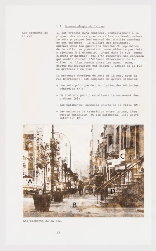 La Rue Sherbrooke: Corridart, Inventaire des lieux