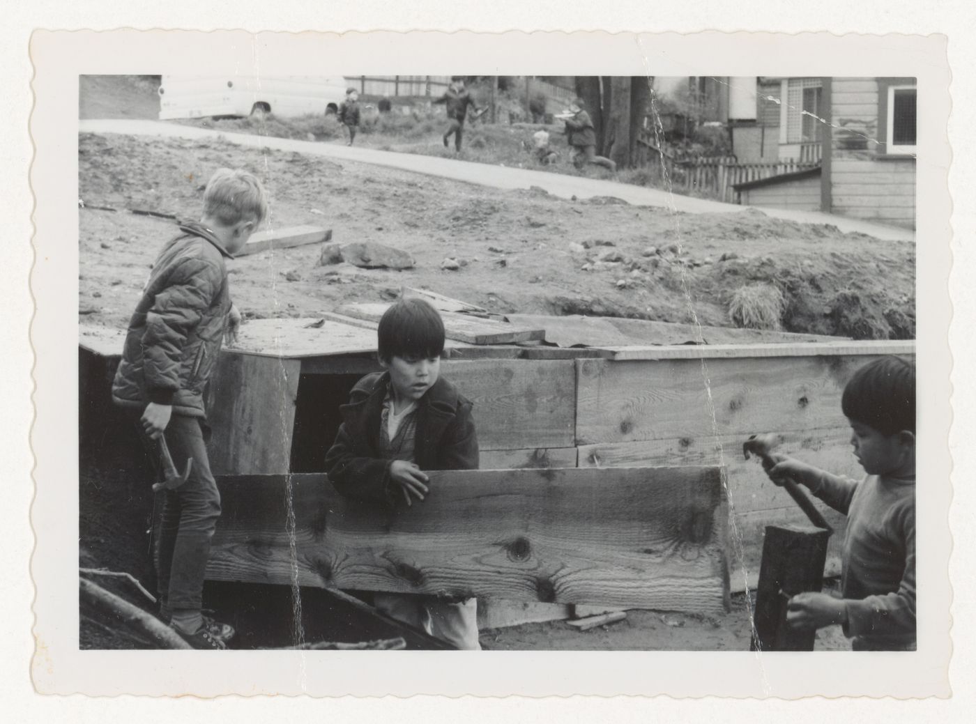 View of children playing in Southlands School Play Area, Vancouver, British Columbia