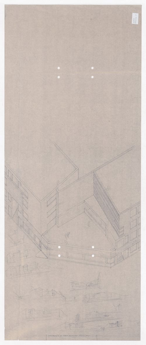 Sketch axonometric views for Punt en Komma, The Hague, the Netherlands