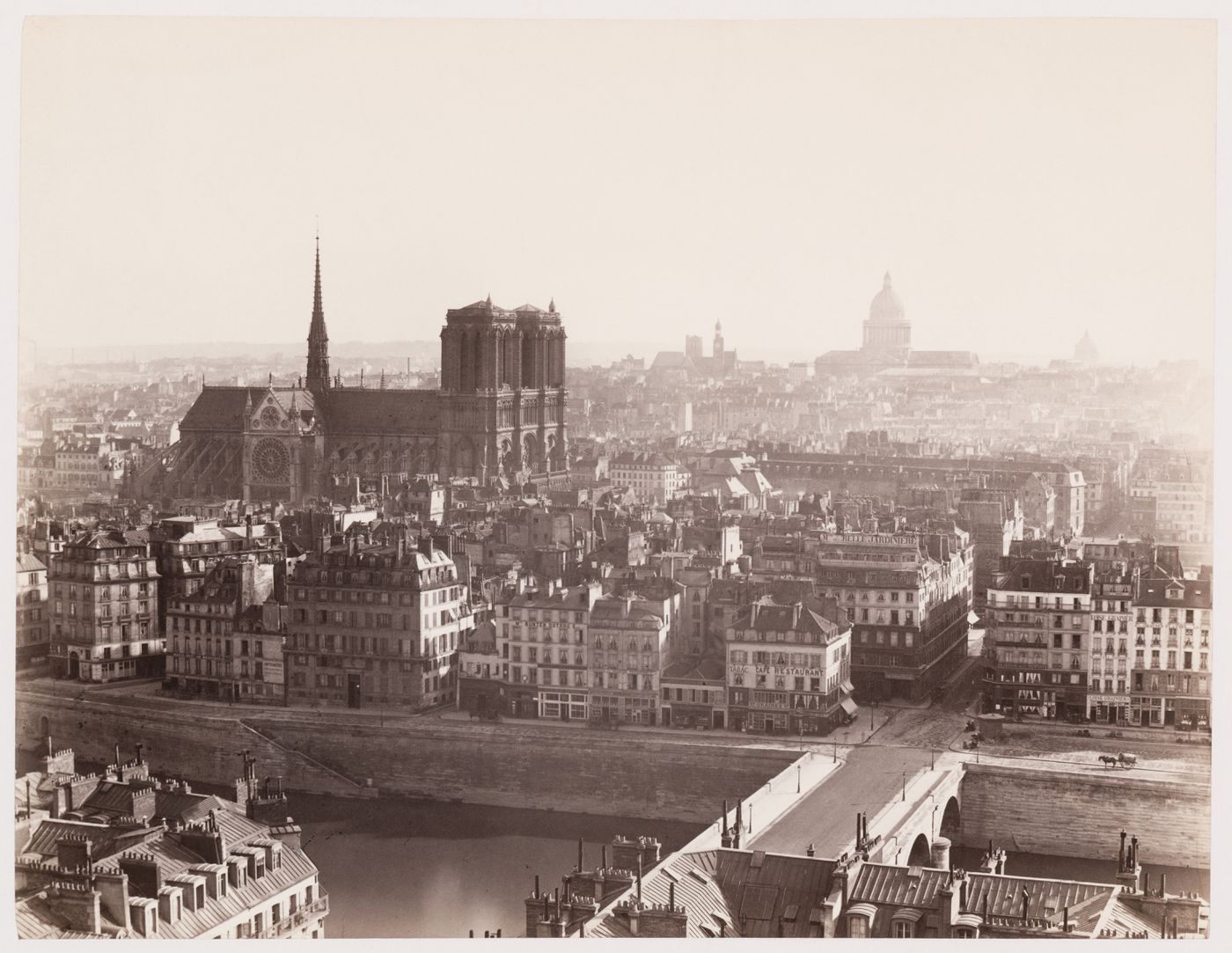 General view from right bank (from the Tour Saint Jacques) including Notre-Dame, Saint-Étienne-du-Mont, and the Pantheon, Paris, France
