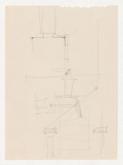 Sketch cross section for column-to-beam connection and unidentified sketches for the Metallurgy Building, Illinois Institute of Technology, Chicago