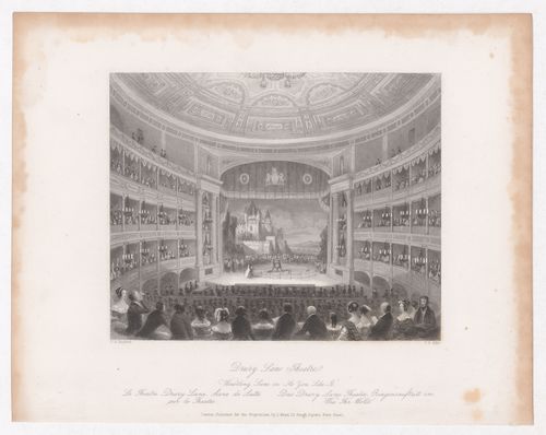 Interior view of Drury Lane Theatre showing the wrestling scene in "As You Like It"