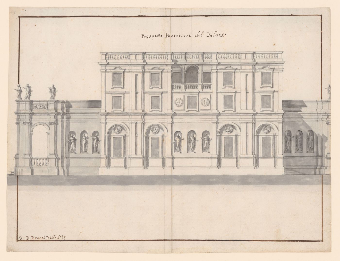 Rear elevation of the casino of the Villa Sacchetti near Ostia