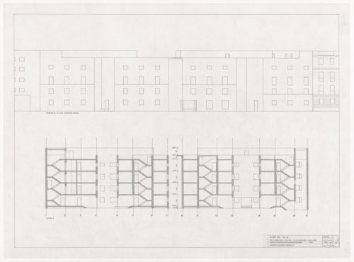 Elevation and section for Habitações em Concepcion Arenal, Cadiz, Spain