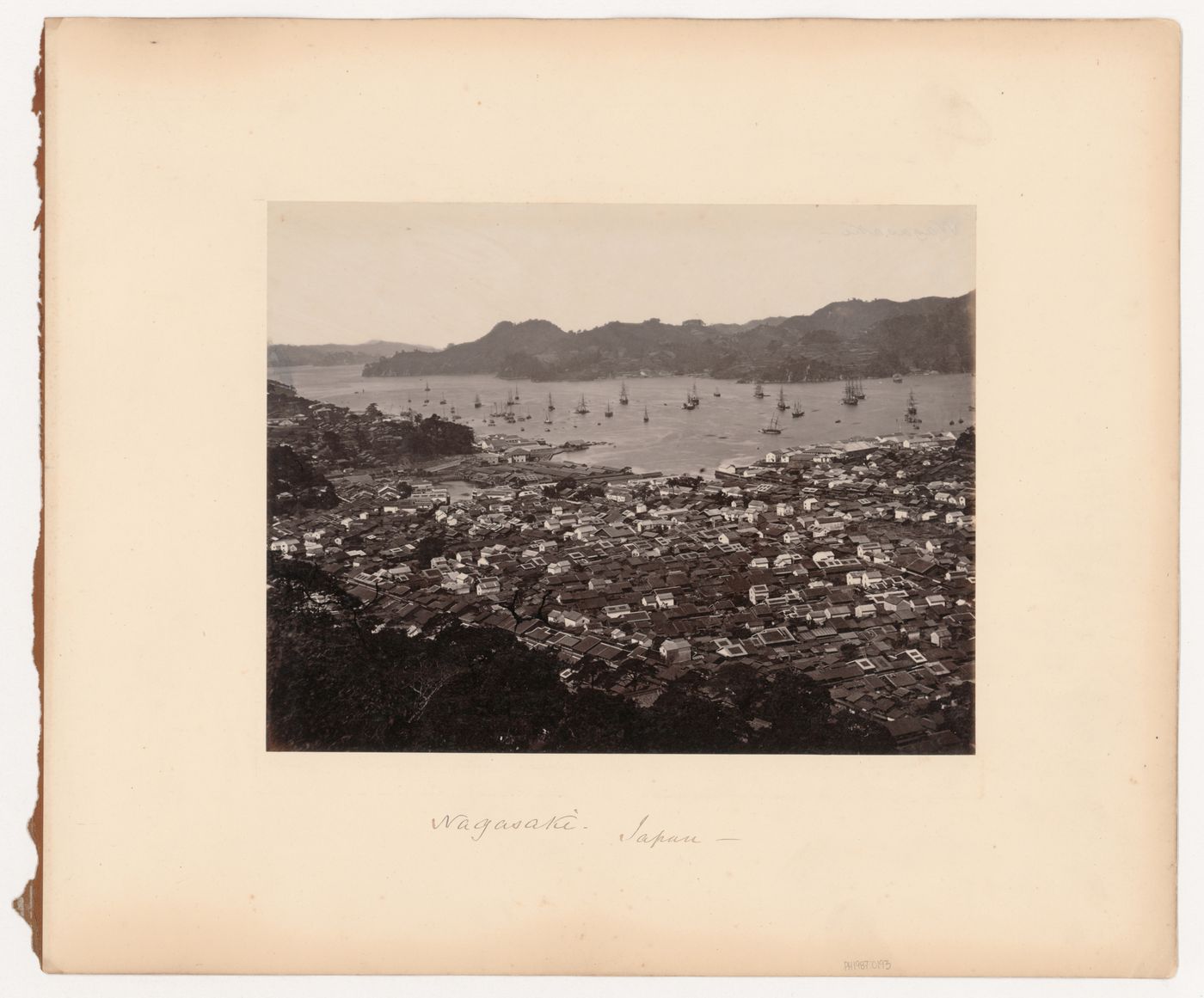 Panoramic view of Nagasaki showing the harbour, Japan