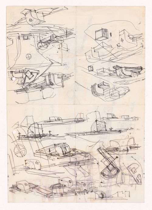 Sketch axonometric views, perspectives and notes for Capela em Rio Tinto, Gondomar, Portugal