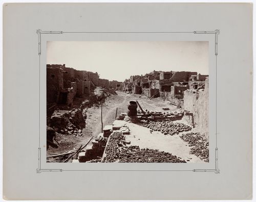 View of eastern courtyard of Oraibi (now Old Oraibi) on the Third Mesa, Hopi Reservation, Arizona, United States