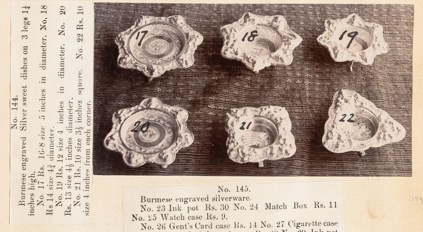 View of trays, F. Beato Limited, C Road, Mandalay, Burma (now Myanmar)