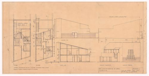 Plans, elevations and section for plot 16 of Conjunto Habitacional em Caxinas, Vila Cova - Vila do Conde, Portugal