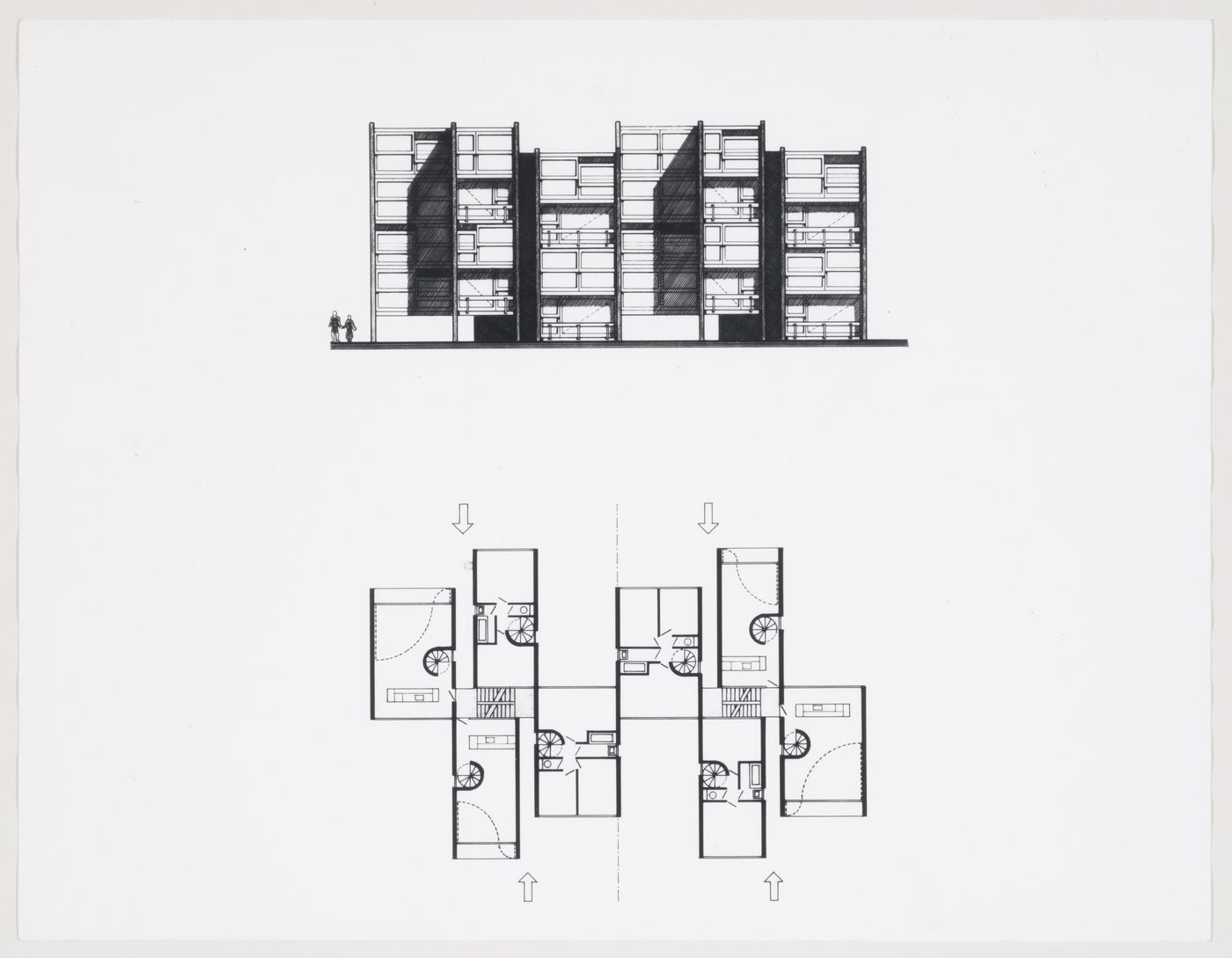 Elevation and plan, extension to the flats at Langham House Close, Ham Common, London, England