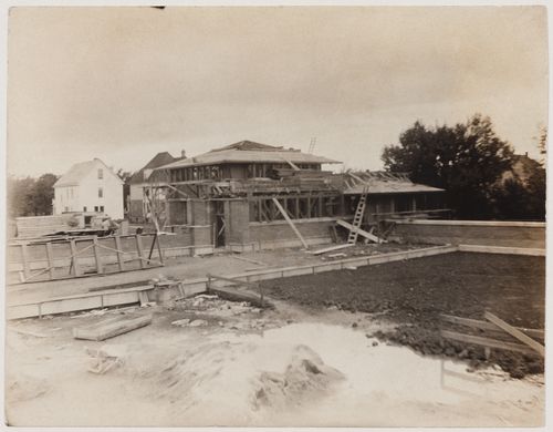 Exterior view of Darwin D. Martin House under construction, Buffalo, New York