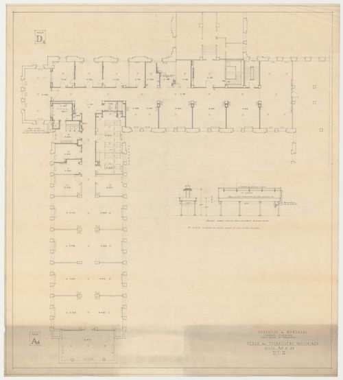 Plan de l'étage de l'école des techniciens militaires, Pavillon principal et campus, Université de Montréal, Montréal, Canada