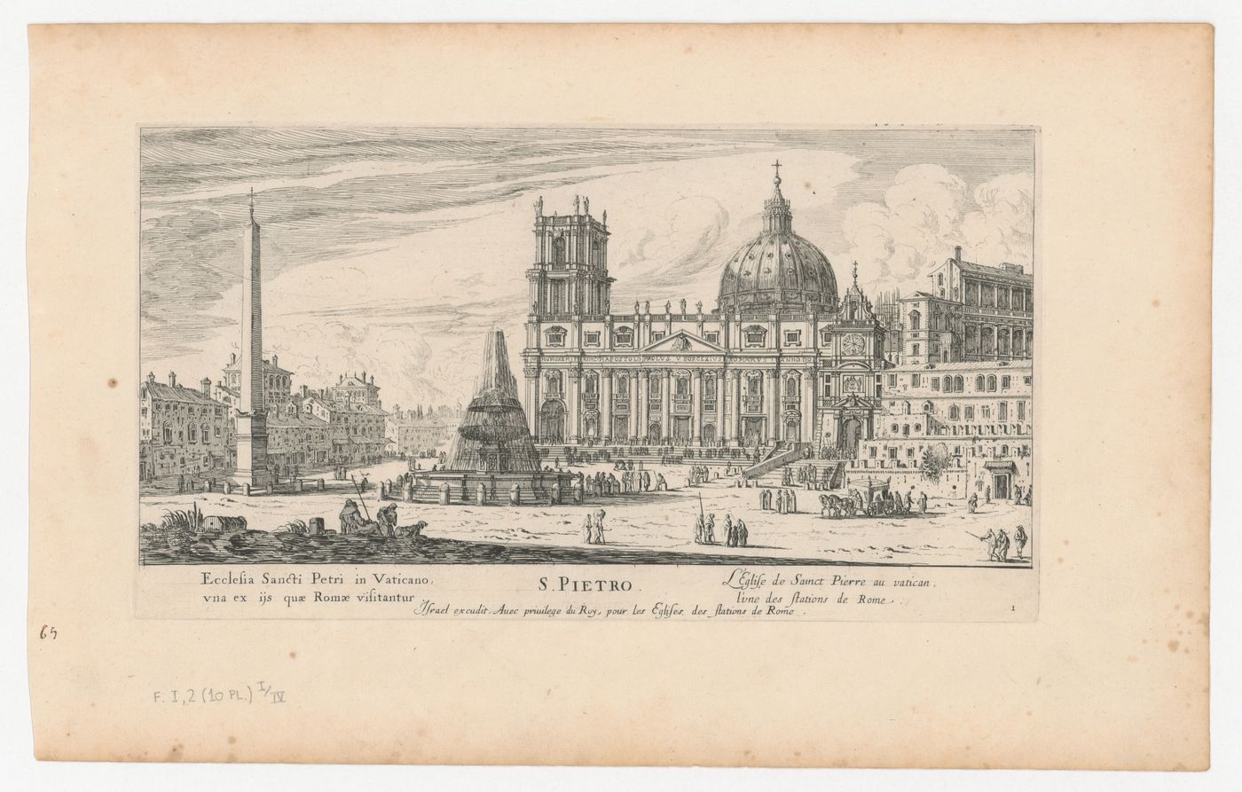 A view of the basilica of St.Peter's, Rome, with Bernini's towers in construction, Italy