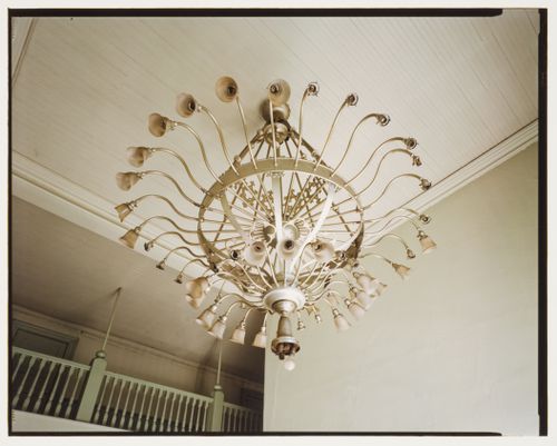 Interior view of the Decatur County Courthouse showing a chandelier, Bainbridge, Georgia, United States