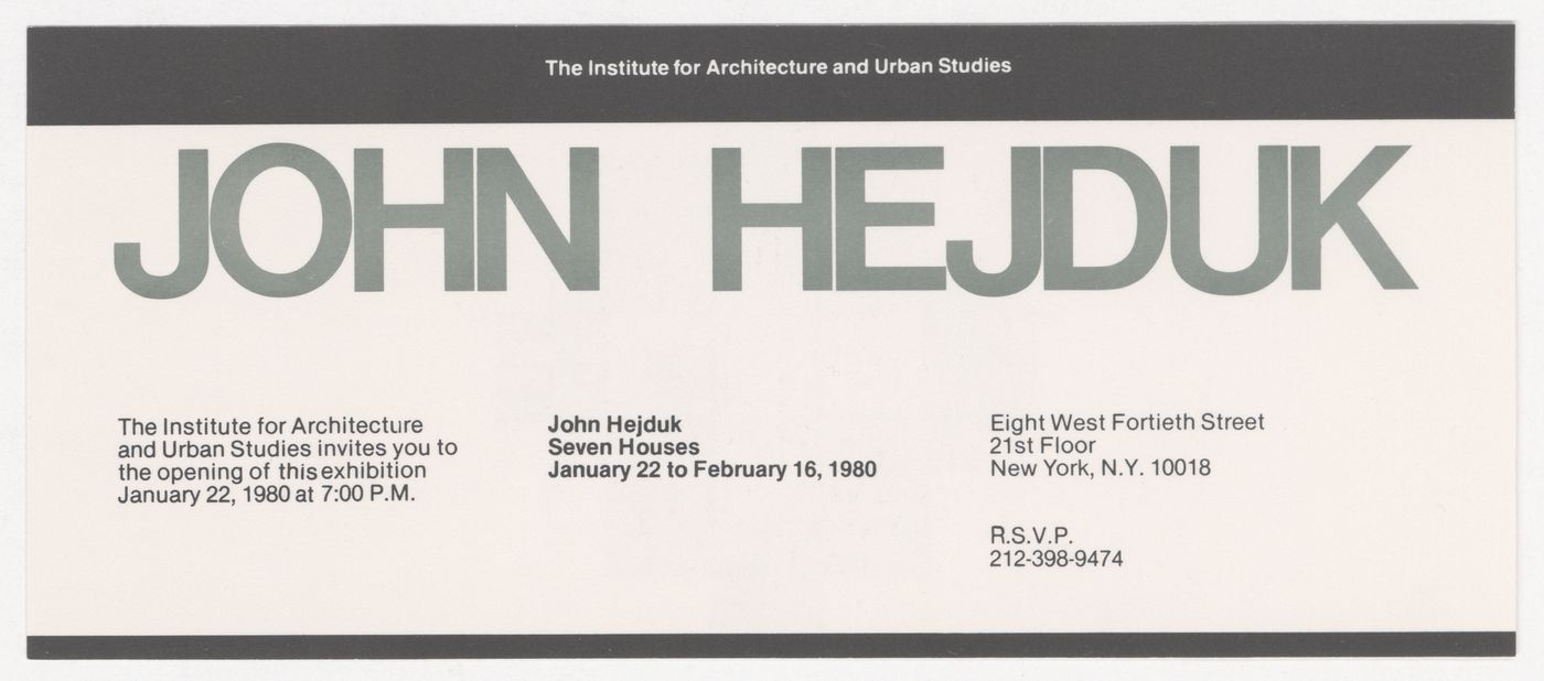 Flyer for John Hejduk exhibition