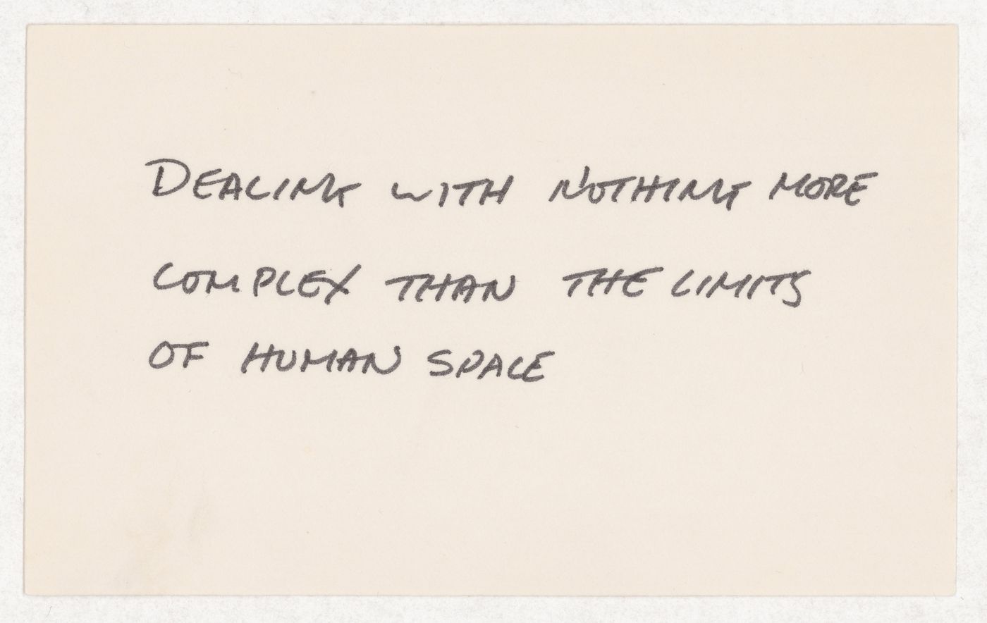 Dealing with nothing more complex than the limits of human space