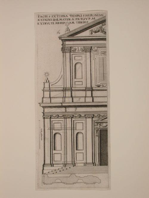 Half-plan and half-elevation of the façade of San Girolamo degli Schiavoni, Rome