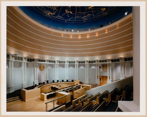Interior view of the Council Chamber, Mississauga Civic Centre, Mississauga, Ontario