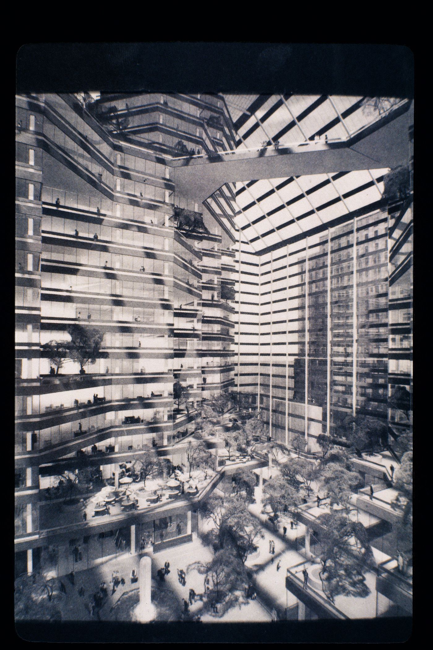 Slide of a photograph of Ford Foundation Building, New York, by Kevin Roche and John Dinkello