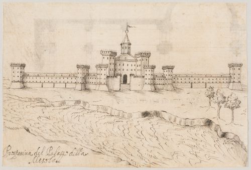 View of the Castello di Mesola looking across the Po di Goro River