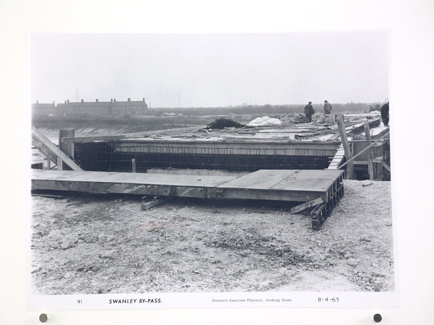 View of eastern junction flyover, looking south, during construction of the Swanley Bypass, England