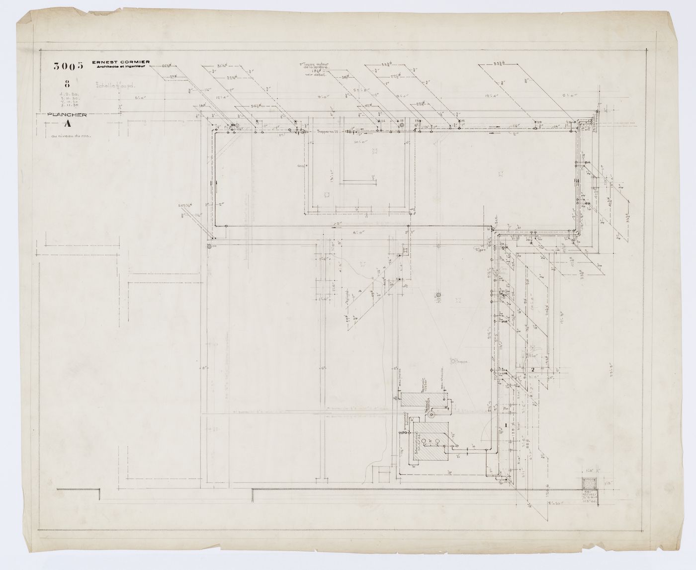 Plan d'un étage, Résidence Ernest Cormier, 1418 Avenue des Pins Ouest, Montréal (1929-1957)