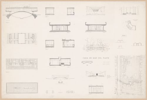 Floor plans, elevations, sections, and perspectives for Casa sobre el arroyo, Mar del Plata, Argentina