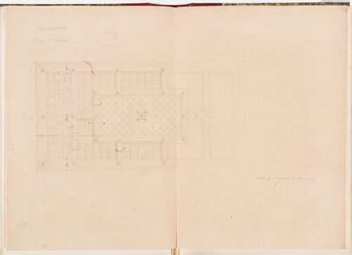 Reflected ceiling plan with moulding profiles for the grand staircase, Hôtel Soltykoff