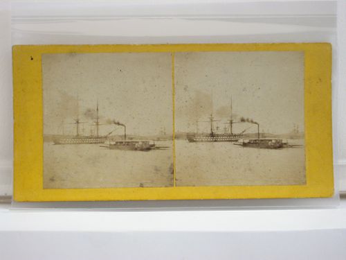 The Tirpoint ? Floating Bridge ? and H.M.S. Conqueror