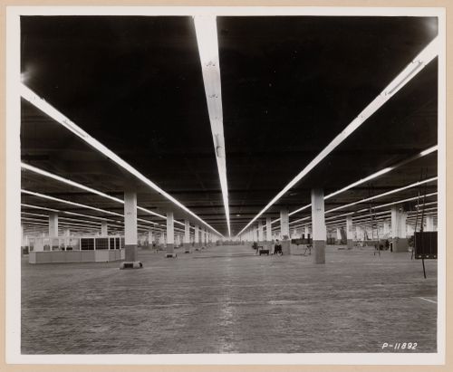 Interior view of the Cylinder Heads and Barrels Building, United Aircraft Corporation Pratt & Whitney Corporation division Assembly Plant, Southington, Connecticut