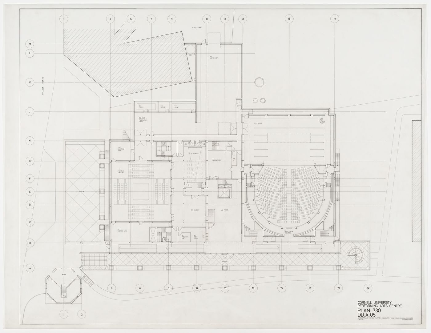 Center for Theatre Arts, Cornell University, Ithaca, New York: entrance level plan