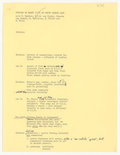 Minutes of meeting with annotations for South Indian Lake, Manitoba