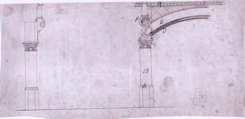Partial elevation and section for the Chapelle du Sacré-Coeur, Notre-Dame de Montréal