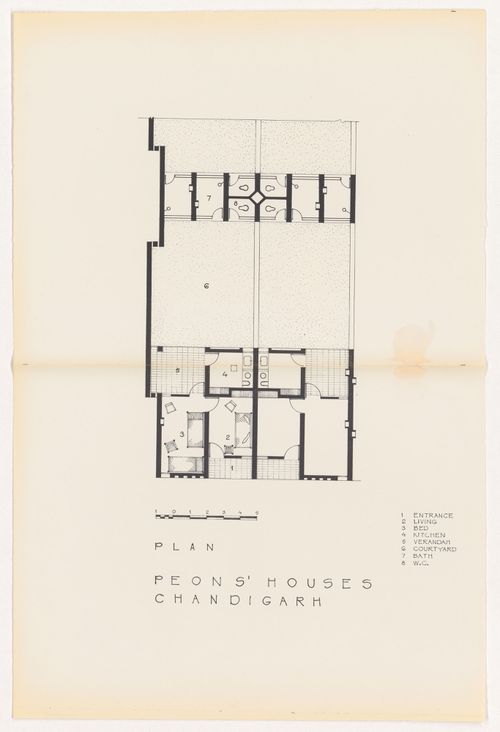 Plan for Peon's houses, Chandigarh, India