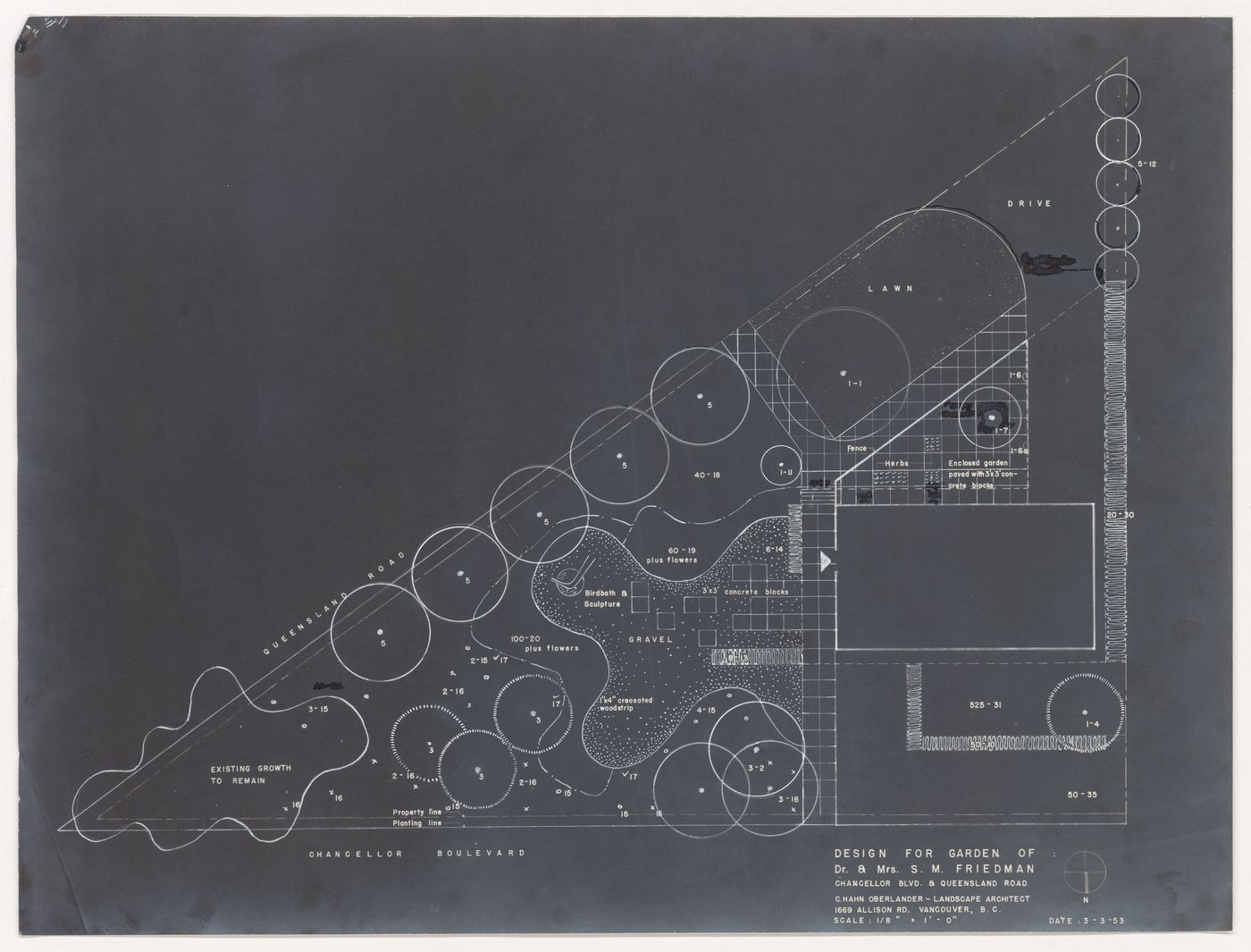 Landscaping plan for Dr. and Mrs. S. Friedman Garden, Vancouver, British Columbia