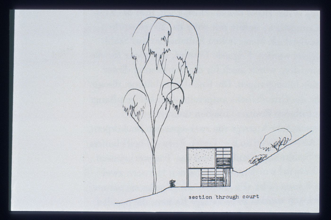 Slide of a drawing for Case Study House no.8, Pacific, by Charles and Ray Eames