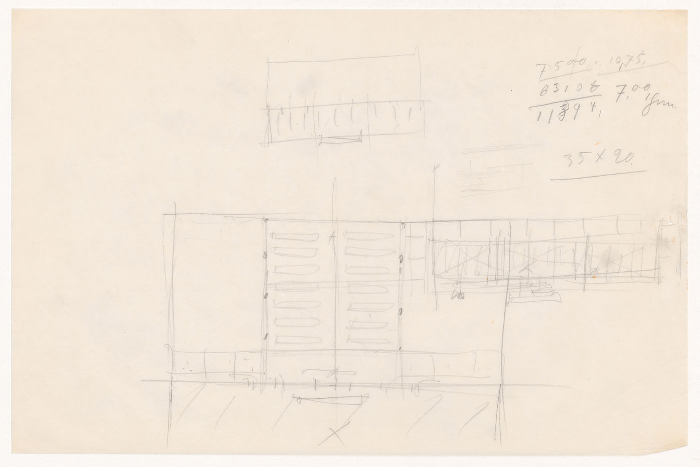 Sketch plans for a campus building for Illinois Institute of Technology