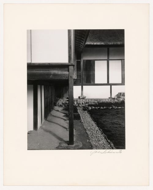 Partial view of the Middle Shoin and the Old Shoin, Katsura Rikyu (also known as Katsura Imperial Villa), Kyoto, Japan