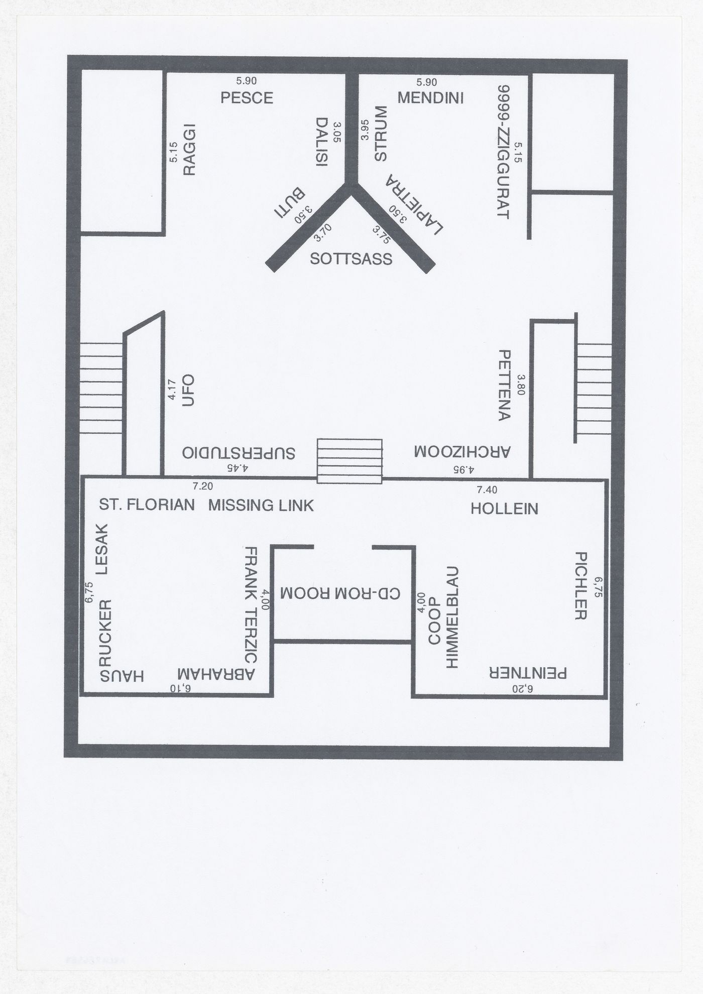 Plan for the exhibition Radicals. Architettura e Design 1960-1975