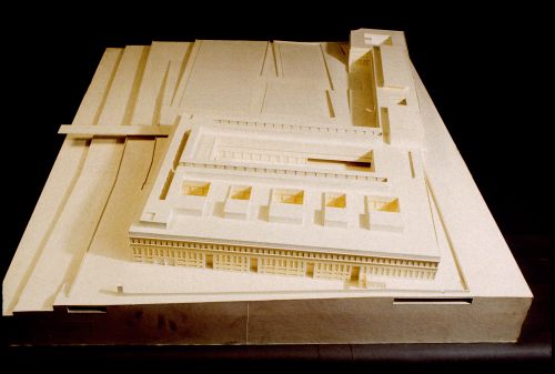 View of model for Biblioteca de França, Paris, France