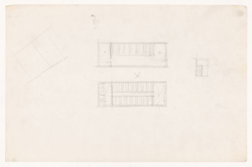 Sketch plans for a campus building for Illinois Institute of Technology, with a small sketch plan for stairwell