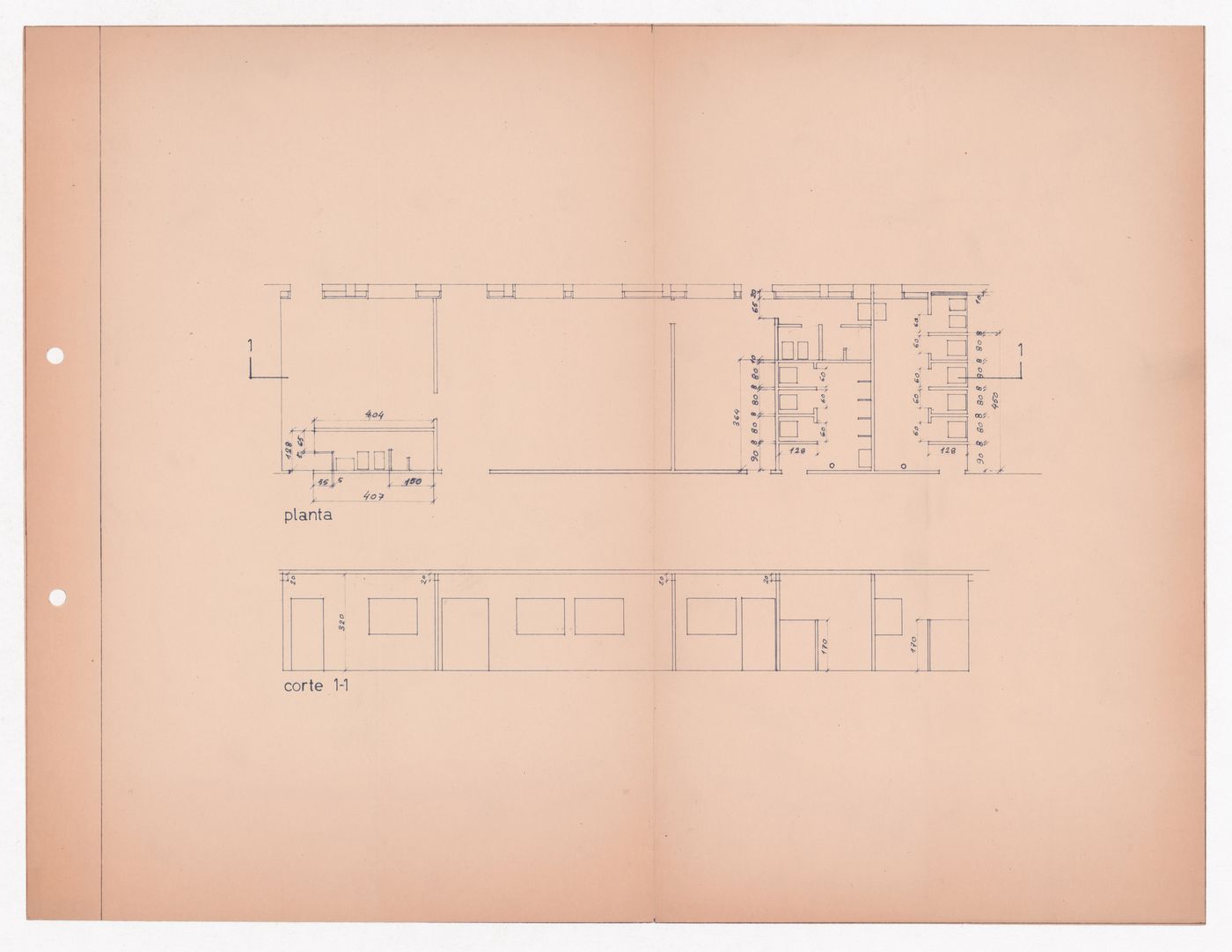 Plan and elevation for Fábrica de Fiação e Tecidos do Jacinto, Portugal